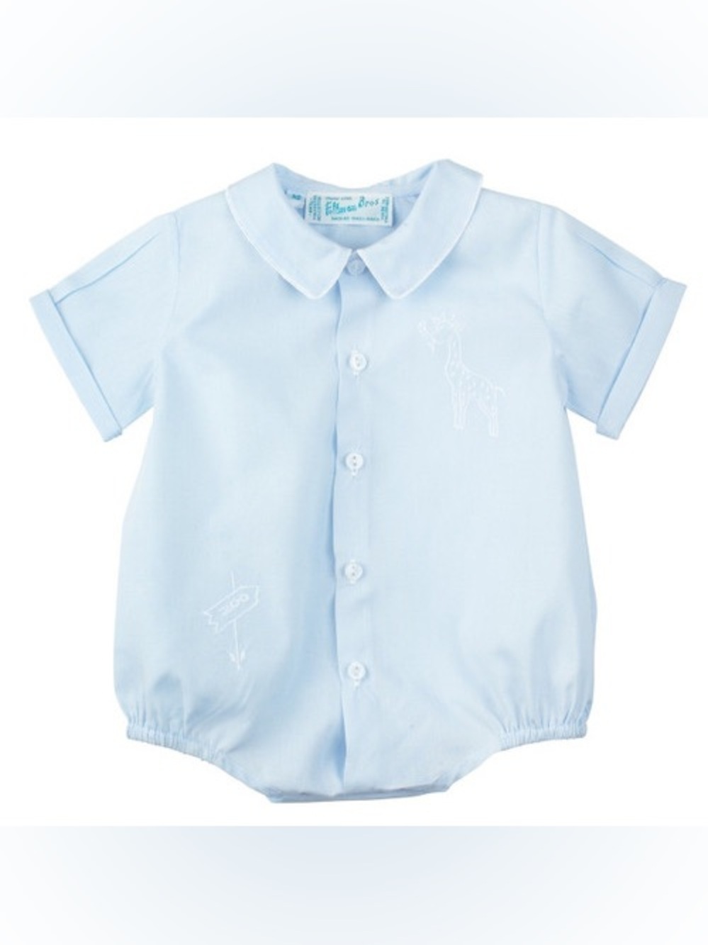 Feltman Brothers bubble embroidered creeper giraffe heirloom peter pan collar